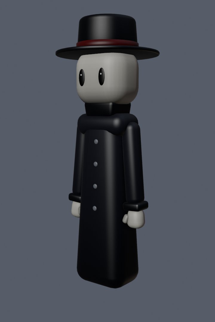 The Watcher: a pale figure in a long black coat and a wide-brimmed hat.